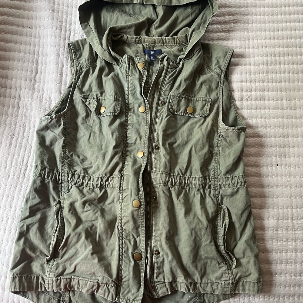 GAP Olive Green Hooded Utility Vest